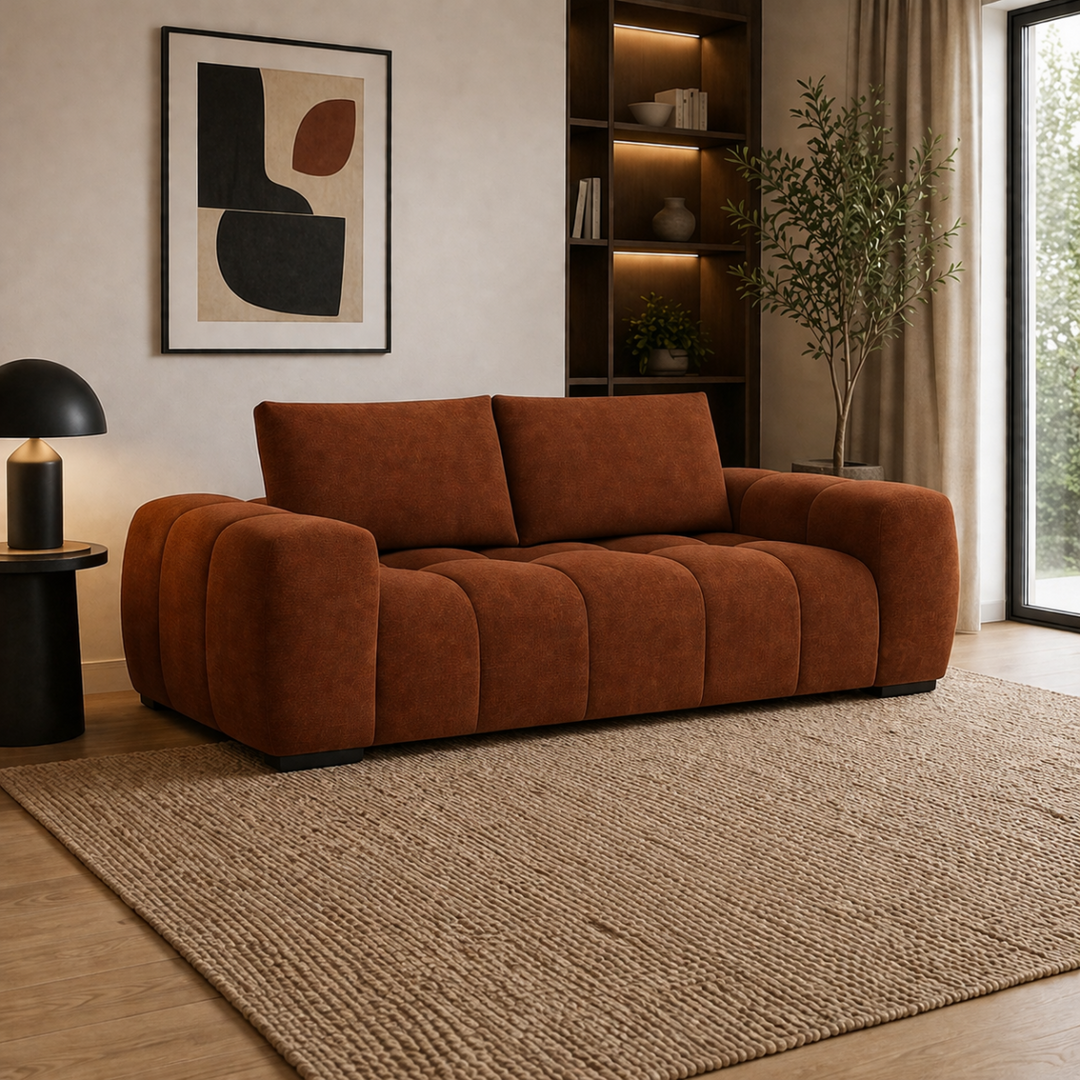 Millstone Rust Brown Sofa – Premium Modern Comfort Seating with Plush Polyester Upholstery, Deep Seating And Contemporary Design for Living Room