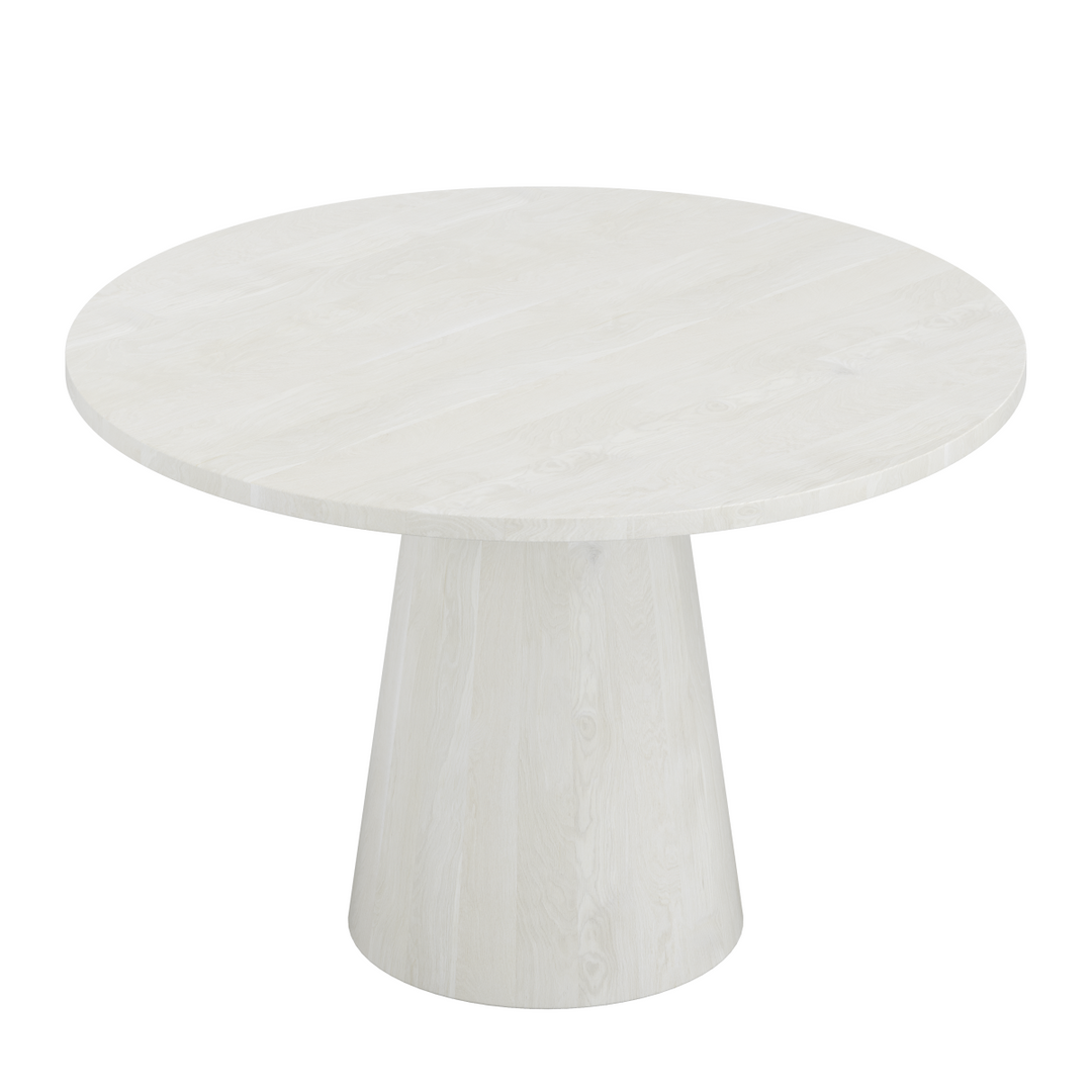 Rovano Round Solid Mango Wood Dining Table with Sculptural Pedestal Base | Handcrafted Modern Design