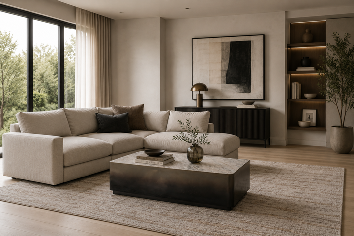 Verona Elite Luxury Marble Coffee Table with Gold Metal Frame & White Grey Veined Top for Modern Elegant Living Rooms