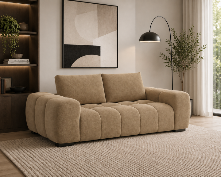 Corvenza Modern Upholstered Sofa with Pocket Spring Cushions, High-Resilience Foam And Solid Wood Base