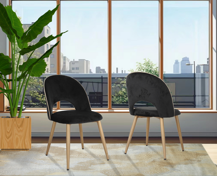 Meadowick Dining Chairs Set of 2 – Contemporary Velvet Upholstered Chairs with Golden Legs