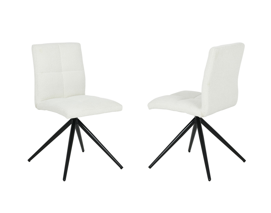 Chromelle Contemporary Textured Fabric Dining Chair Set of 2 with Matte Black Legs