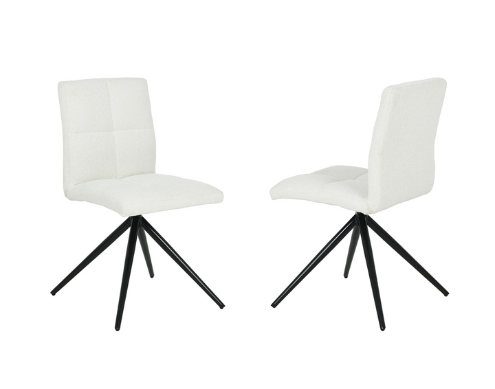 Chromelle Contemporary Textured Fabric Dining Chair Set of 2 with Matte Black Legs