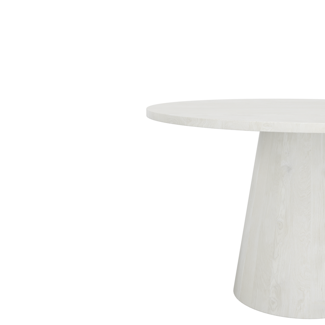 Rovano Round Solid Mango Wood Dining Table with Sculptural Pedestal Base | Handcrafted Modern Design