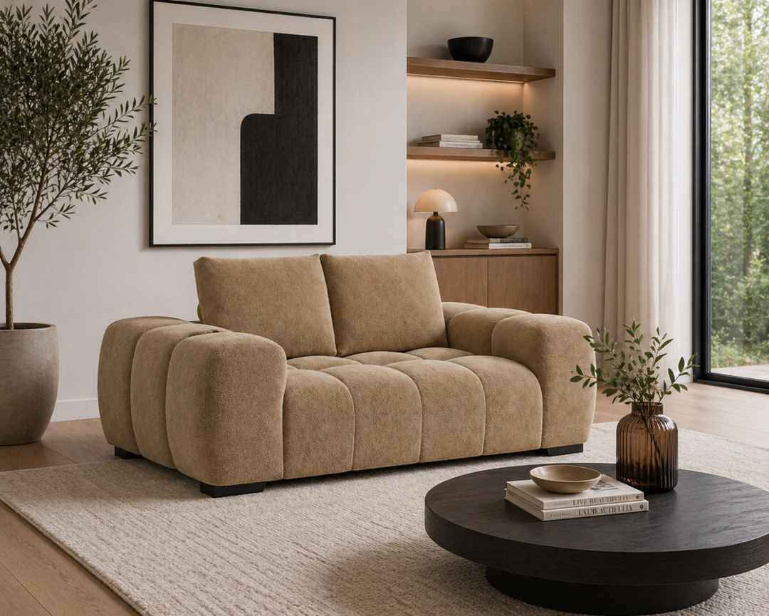 Stonebrook Taupe Love Seat – Premium Polyester Upholstery with Plush Cushioning, Deep Seating And Contemporary Design for Modern Living Room