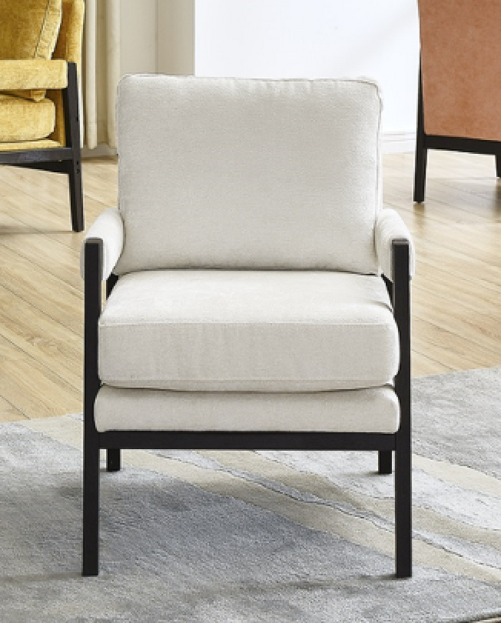 Lumina Modern Chenille Arm Chair with Midnight Black Wood Frame