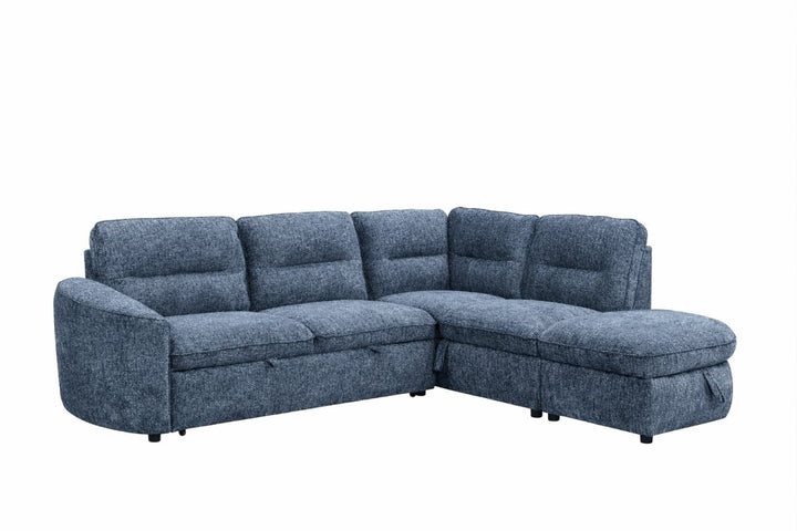 Brookhaven Sectional Sleeper Sofa Bed with Storage, Pull-Out Bed and Premium Velvet Upholstery