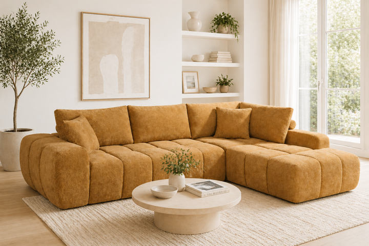 Caldris Compression Sectional Sofa with Pocket Spring & Foam Cushions
