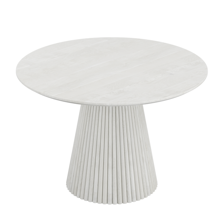 Rovano Round Dining Table with Fluted Pedestal Base | Modern Sculptural Contemporary Center Table Design
