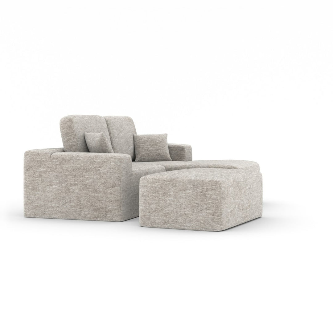 Simone Modern Compression Sectional Sofa with Ottoman, Pocket Coil Support & Premium Fabric Upholstery