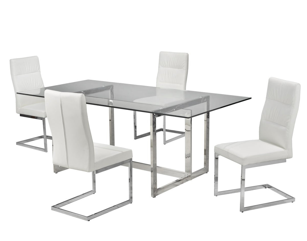 Velmora Contemporary Dining Set – Sleek Glass Dining Table with Modern Chairs