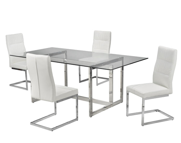 Velmora Contemporary Dining Set – Sleek Glass Dining Table with Modern Chairs