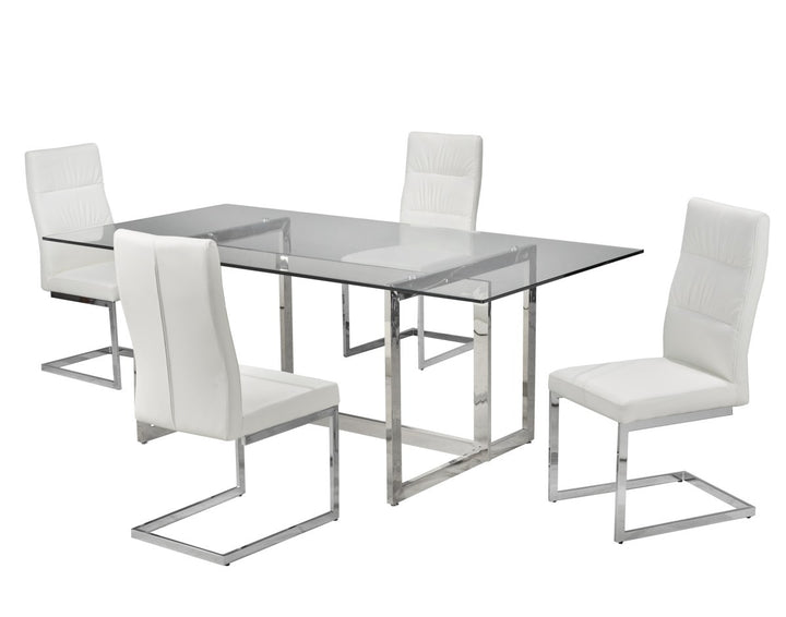 Velmora Contemporary Dining Set – Sleek Glass Dining Table with Modern Chairs