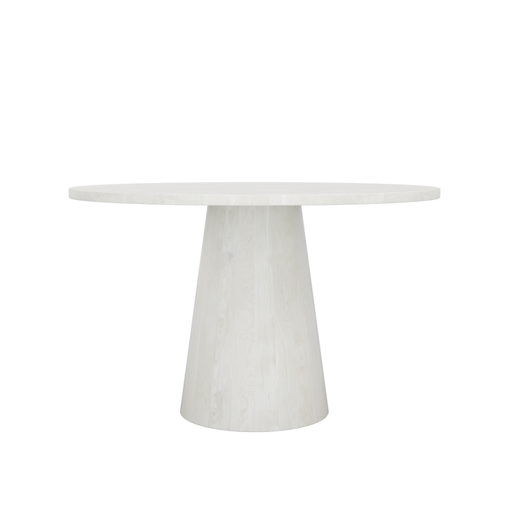 Rovano Round Solid Mango Wood Dining Table with Sculptural Pedestal Base | Handcrafted Modern Design