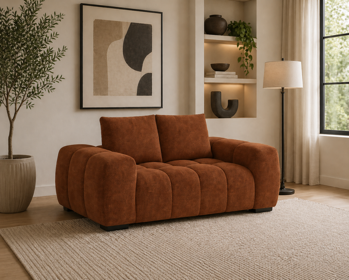 Stonebrook Rust Love Seat – Premium Polyester Upholstery with Plush Cushioning, Deep Seating And Contemporary Design for Modern Living Room