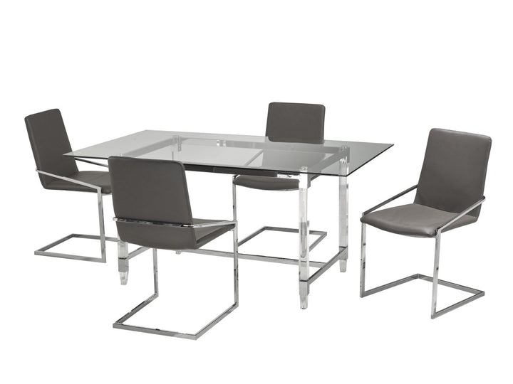 Arvona Luxury Dining Set – 5-Piece Glass Table with Modern Padded Chairs