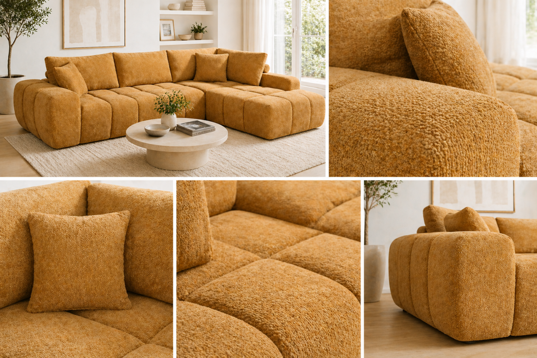Caldris Compression Sectional Sofa with Pocket Spring & Foam Cushions