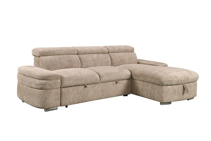 Ashbourne Sectional Sleeper Sofa with Pull-Out Bed, Storage Chaise and Premium Fabric Upholstery
