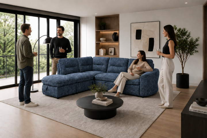 Brookhaven Sectional Sleeper Sofa Bed with Pull-Out Bed, Hidden Storage and Premium Velvet Upholstery