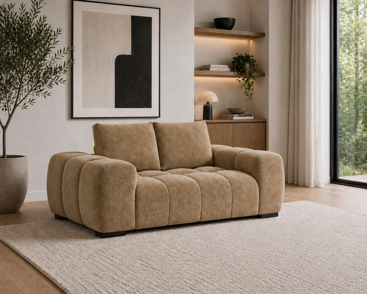 Stonebrook Taupe Love Seat – Premium Polyester Upholstery with Plush Cushioning, Deep Seating And Contemporary Design for Modern Living Room