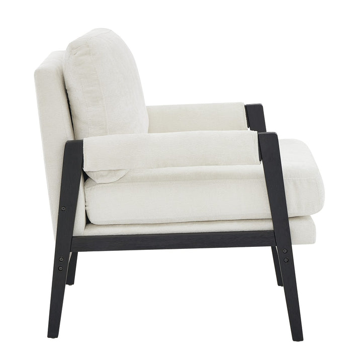 Lumina Modern Chenille Arm Chair with Midnight Black Wood Frame