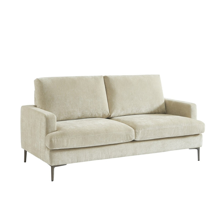 Renvique Modern Upholstered 3-Seater Sofa with Pocket Spring Cushions, High-Resilience Foam &amp; Metal Legs