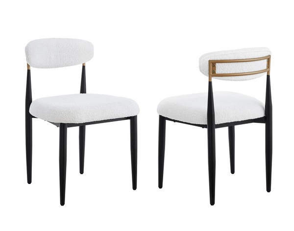 Noble Essence Dining Chair Set of 2 – Modern Upholstered Chairs with Curved Backrest and Powder-Coated Metal Frame
