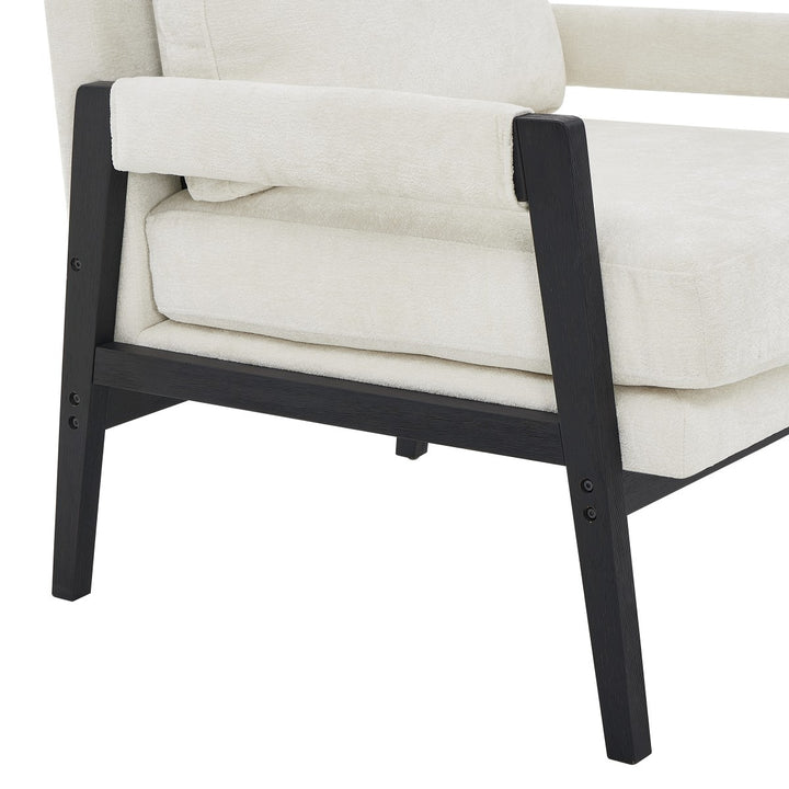 Lumina Modern Chenille Arm Chair with Midnight Black Wood Frame