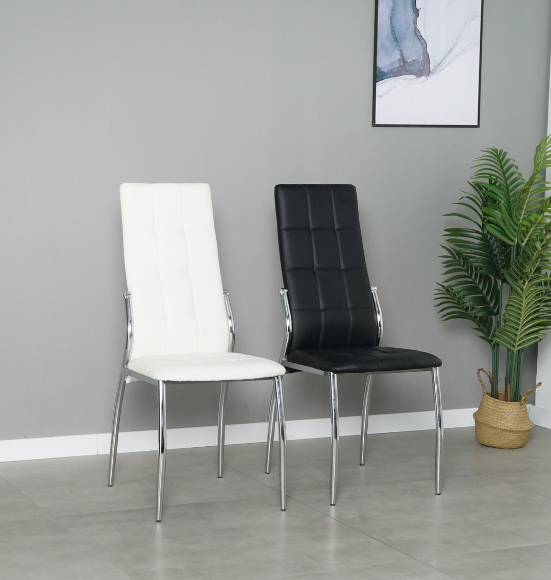 Redmont Contemporary Dining Chairs Set of 4 – Upholstered Armless Chairs with Chrome Finished Splayed Legs