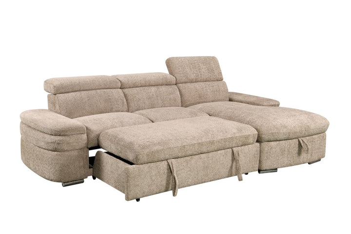 Ashbourne Sectional Sleeper Sofa with Pull-Out Bed, Storage Chaise and Premium Fabric Upholstery