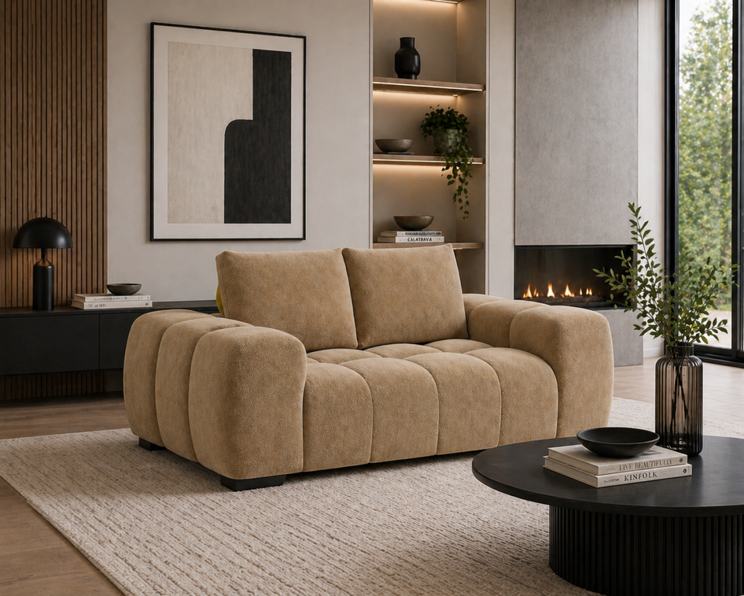 Stonebrook Taupe Love Seat – Premium Polyester Upholstery with Plush Cushioning, Deep Seating And Contemporary Design for Modern Living Room