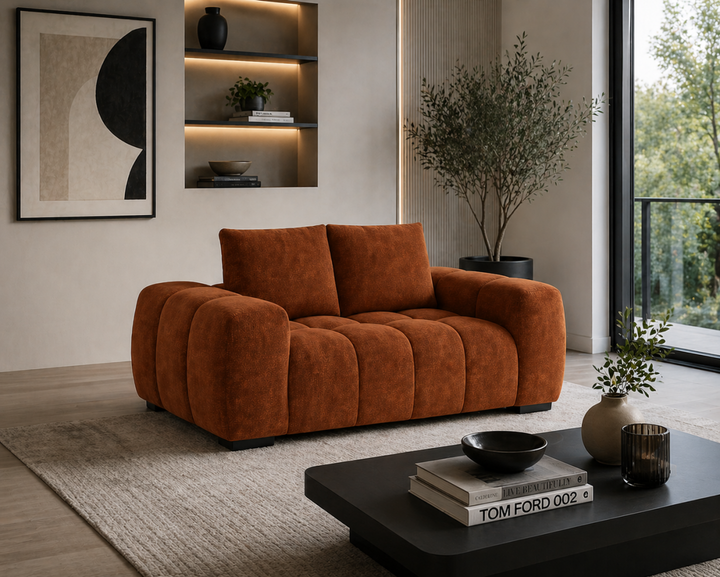 Stonebrook Rust Love Seat – Premium Polyester Upholstery with Plush Cushioning, Deep Seating And Contemporary Design for Modern Living Room