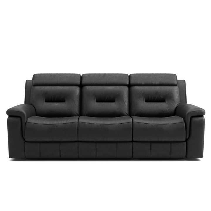 Rivaro Leather Upholstered Recliner Sofa - Midnight Black | Luxury, Comfortable, Stylish & Durable