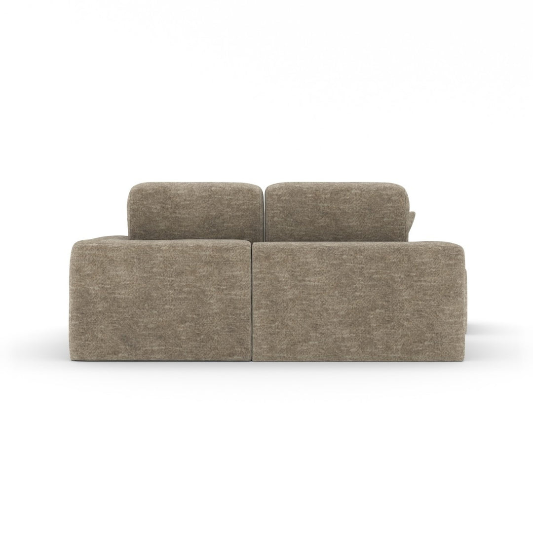 Simone Light Beige Modern Compression Sectional Sofa with Ottoman
