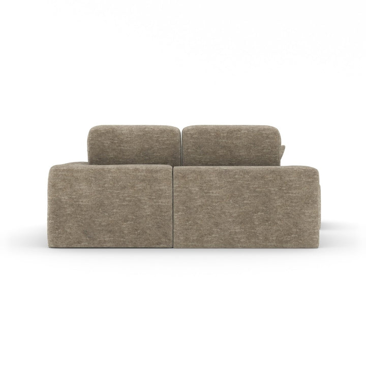 Simone Light Beige Modern Compression Sectional Sofa with Ottoman