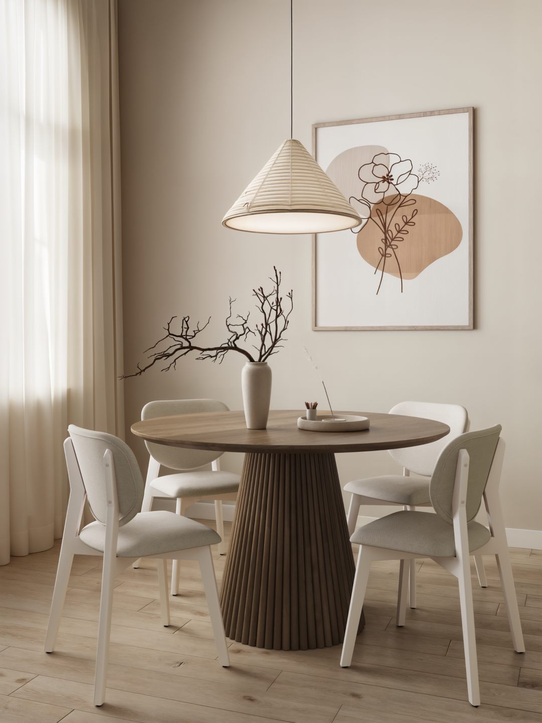 Golden Arc Dining Chair Set of 2 – Modern Upholstered Chairs with Curved Backrest, Rubberwood Frame and Contemporary Design