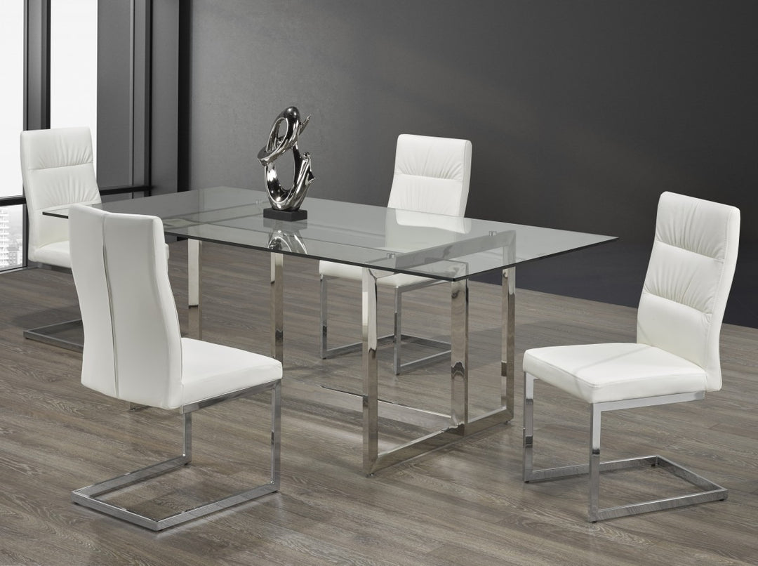 Velmora Contemporary Dining Set – Sleek Glass Dining Table with Modern Chairs