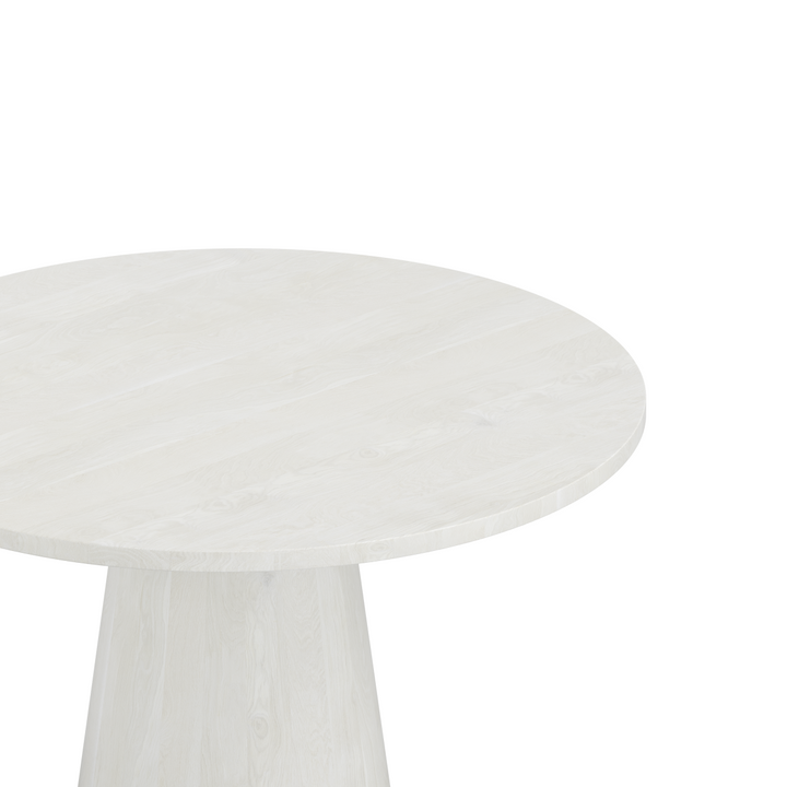 Rovano Round Solid Mango Wood Dining Table with Sculptural Pedestal Base | Handcrafted Modern Design