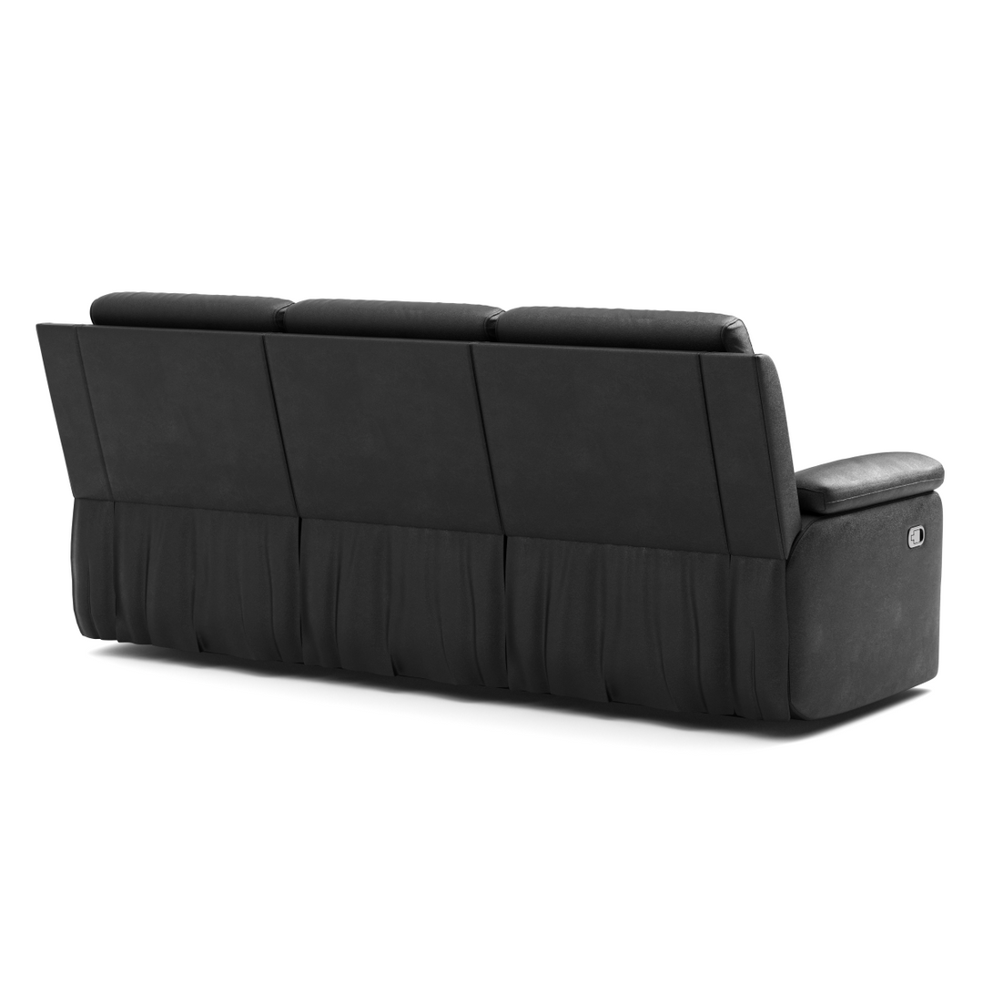 Rivaro Leather Upholstered Recliner Sofa - Midnight Black | Luxury, Comfortable, Stylish & Durable