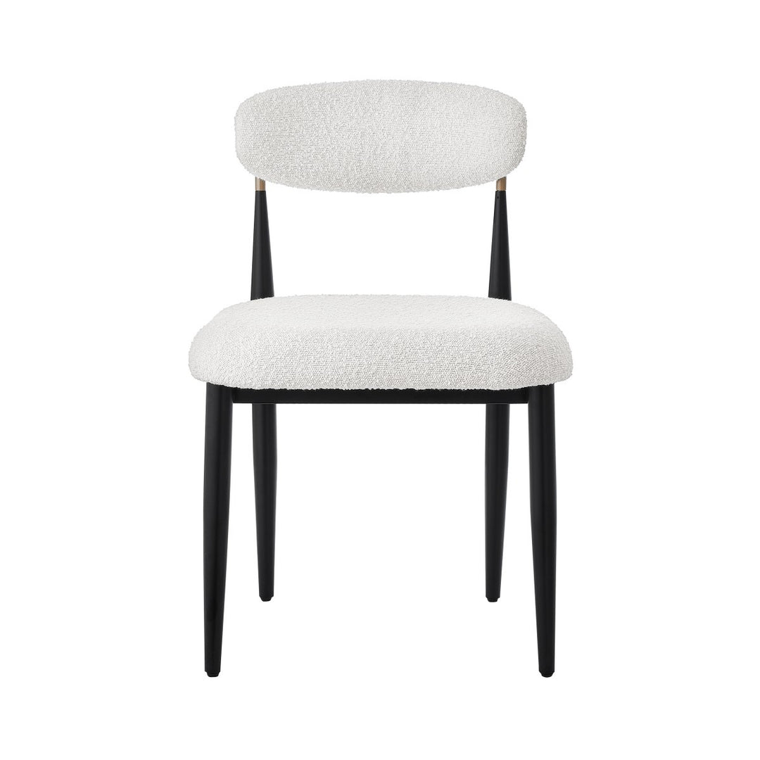 Noble Essence Dining Chair Set of 2 – Modern Upholstered Chairs with Curved Backrest and Powder-Coated Metal Frame