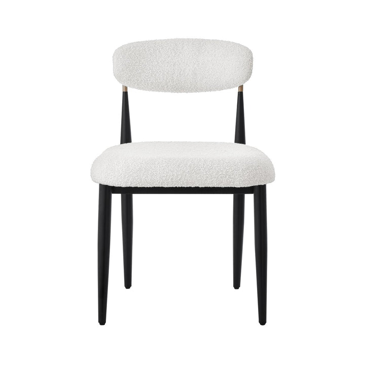 Noble Essence Dining Chair Set of 2 – Modern Upholstered Chairs with Curved Backrest and Powder-Coated Metal Frame