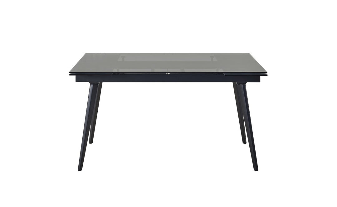 Lumora Extendable Glass Dining Table with Black Metal Frame | Modern 6–8 Seater Convertible Dining Table Design