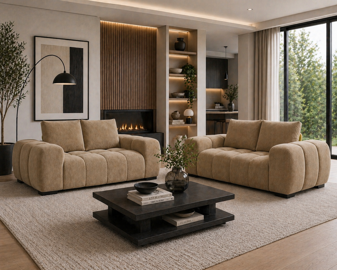 Stonebrook Taupe Love Seat – Premium Polyester Upholstery with Plush Cushioning, Deep Seating And Contemporary Design for Modern Living Room