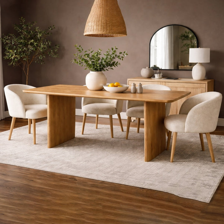 Sorento Solid Mango Wood Dining Table with Panel Legs | Modern Rectangular Contemporary Design