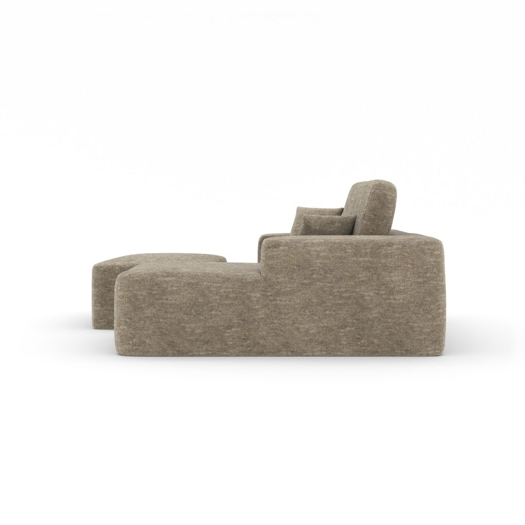 Simone Light Beige Modern Compression Sectional Sofa with Ottoman