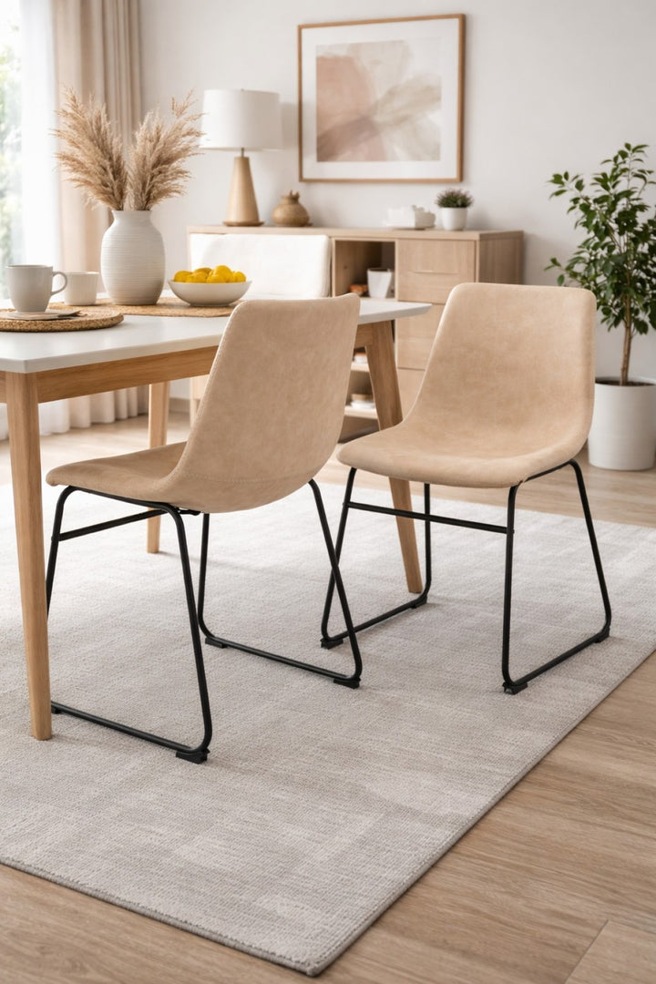 Noble Grace Dining Chair Set of 2 – Modern Upholstered Chairs with Steel Frame, Sled Base and Ergonomic Comfort Seating