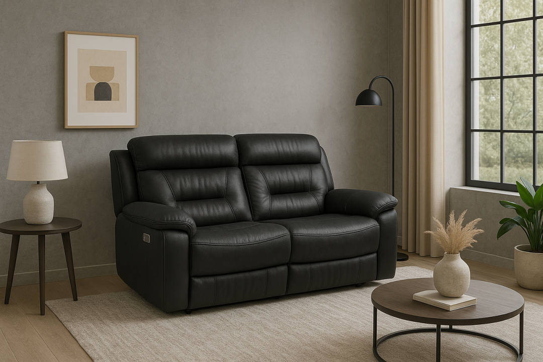 Norwood Midnight Black Recliner Loveseat – Premium Leather Upholstery, Plush Cushioning, Smooth Reclining Mechanism And Contemporary Comfort Seating for Modern Living Room
