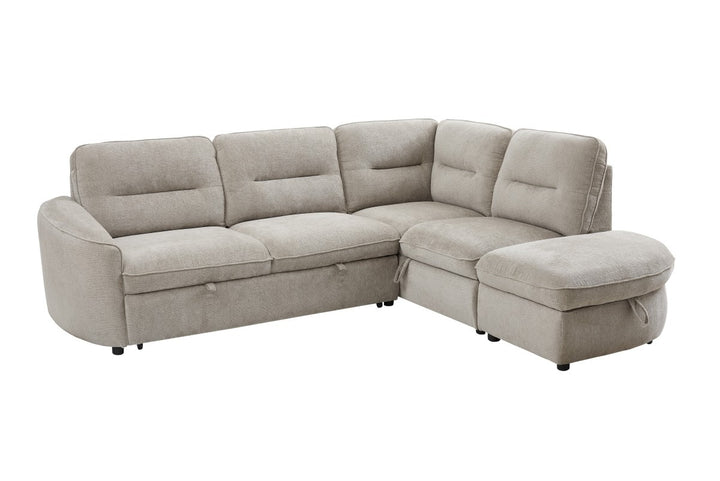 Elmstead Sectional Sleeper Sofa Bed with Pull-Out Bed, Hidden Storage and Premium Velvet Upholstery