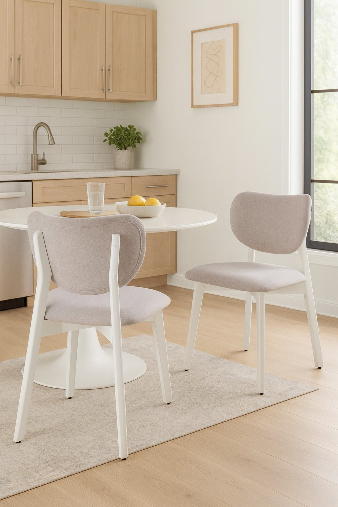 Golden Arc Dining Chair Set of 2 – Modern Upholstered Chairs with Curved Backrest, Rubberwood Frame and Contemporary Design