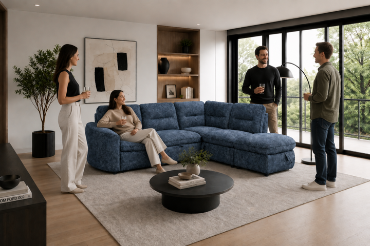Brookhaven Sectional Sleeper Sofa Bed with Storage, Pull-Out Bed and Premium Velvet Upholstery